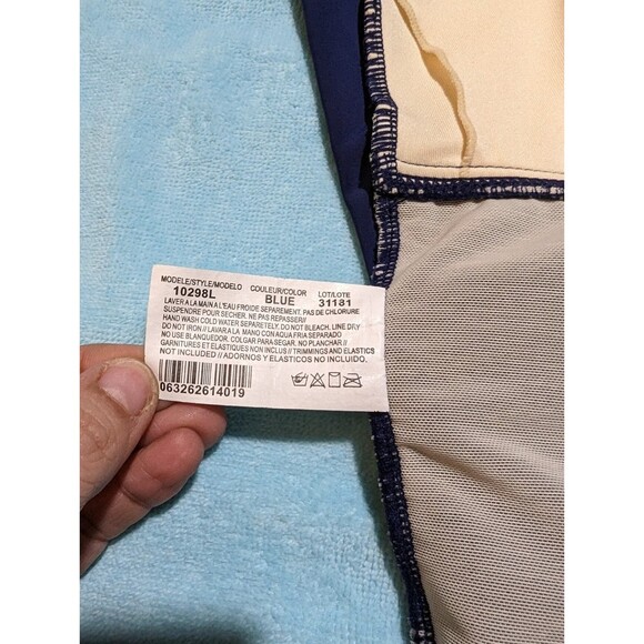 Silhouette Solution Size 16 L Blue One Piece Swimsuit w Floral top - Picture 10 of 11